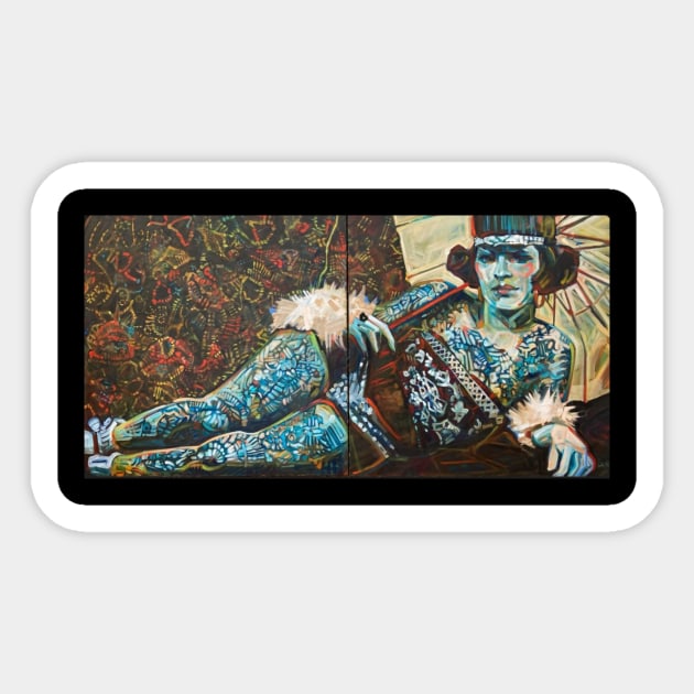 Mahitable, the tattoo'd lady Sticker by Beck Lane